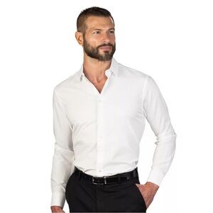 Nautica Men's Slim Fit Crisp White Dress Shirt Sz XL Neck 17